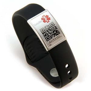 Pulsera identificacion Codylife Urban silicona adaptable cierre boton placa acero QR