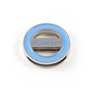Logo identificacion diabetes circular azul acero inoxidable para pulsera medico sin QR