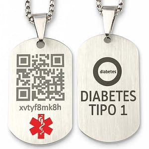 Colgante médico diabetes Codylife Style en acero inoxidable con código QR